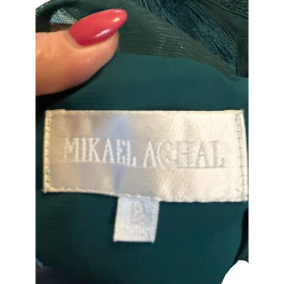 Mikael Aghal Green Sequin and Tulle Dress - Size 12 - Picture 10 of 13